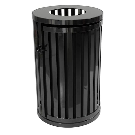 Hot House Designs 45 Gallon Streetscape Classic Outdoor Trash Receptacle with Swing Door, Black HO2096720