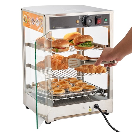 Vevor 3-Tier Commercial Food Warmer Display Pizza Cabinet 60L with LED Light NB-1P