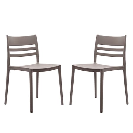 Flash Furniture Bridgeport Stacking Patio Chairs w/Slatted Backrest, All-Weather Resin Chairs, Gray, 2PK 2-DHF-317-APP-GRY-GG