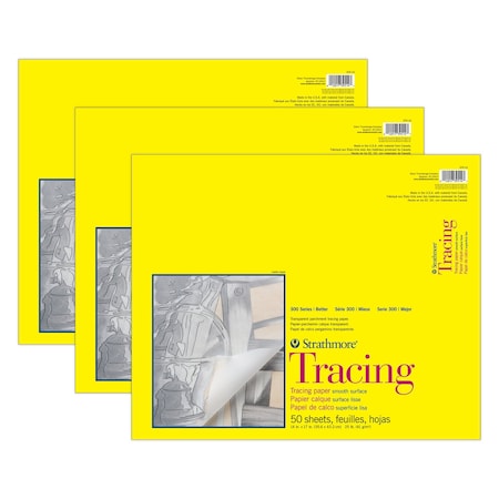 Strathmore 300 Series Tracing Pad, Tape Binding, 50 Sheet, 14x17 inch, 3PK P370-14-03