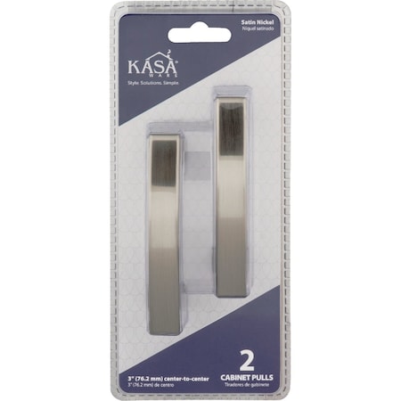 Hardware Resources KasaWare 4'' Overall Length Satin Nickel Flared Foot Square Pull, 2PK K3133SN-2