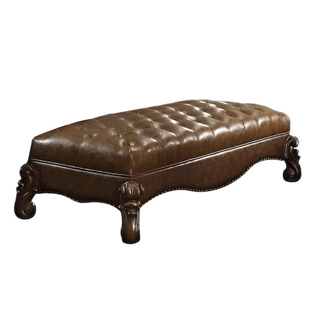 Homeroots 65in Brown Tufted Faux Leather Upholstered Bench 374227