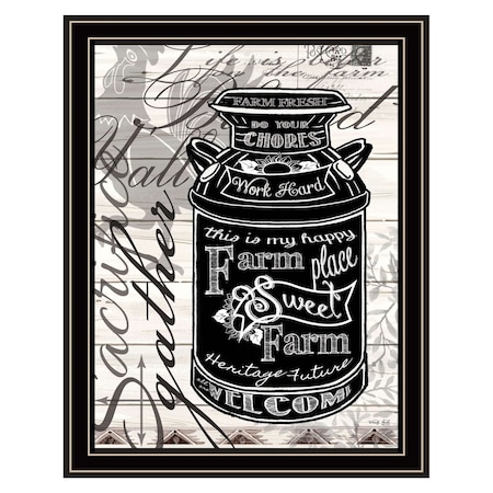 Homeroots FARM SWEET FARM MILK CAN Black Framed Print Wall Art 529774