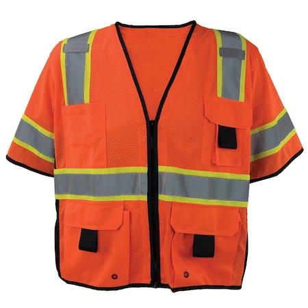 Ironwear Two-Tone Hi-Vis Safety Vest w/Sleeves 3XL Class 3 , Zipper 7 Pockets 1296-OZ-RD-3XL