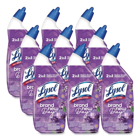 Lysol Clinging Gel Brand New Day Toilet Bowl Cleaner, Lavender and Cotton Blossom, 24 oz Bottle, 9PK 19200-56251