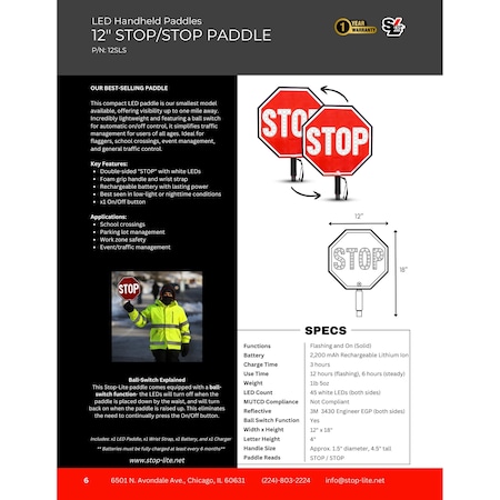 Stop-Lite 12 in Stop/Stop Paddle PA-11112