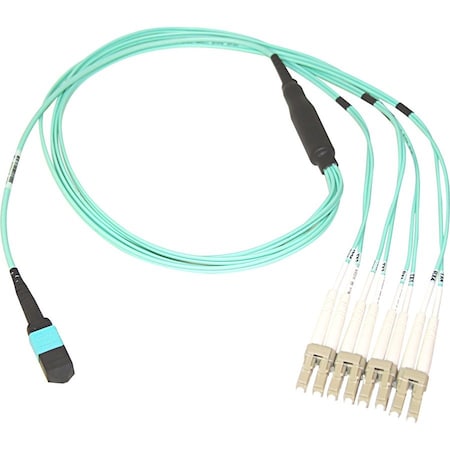 Cable Wholesale Plenum Fiber Optic Cable, 40 Gigabit Ethernet QSFP 40GBase-SR4 to MTP(MPO)/LC (4 Duplex LC) 24in MPLC-31003