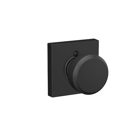Schlage Residential Bowery Knob with Collins Rose Half Dummy Matte Black Finish F170BWE622COL
