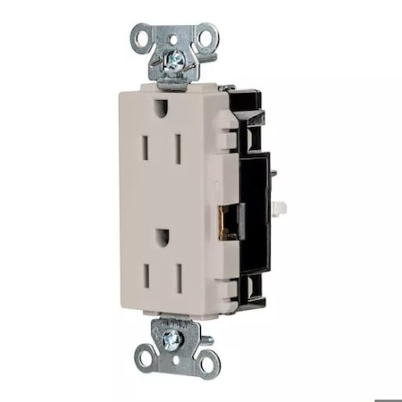 Hubbell Wiring Device-Kellems Straight Blade Receptacle, 5-15R, 15 A, 125V AC, 2 Pole, 3 Wire, Surface Mount, Grounded HBL2152STLA