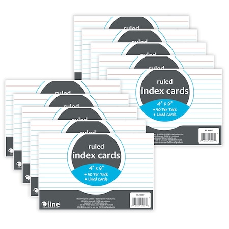 C-Line Products Index Cards, 4" x 6", White, Ruled, 500PK 48907