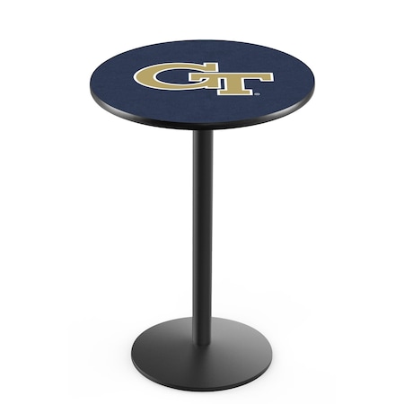 Holland Bar Stool Co 42" Blk Wrinkle Georgia Tech Pub Table, 36" dia. Top L214B4236GATech