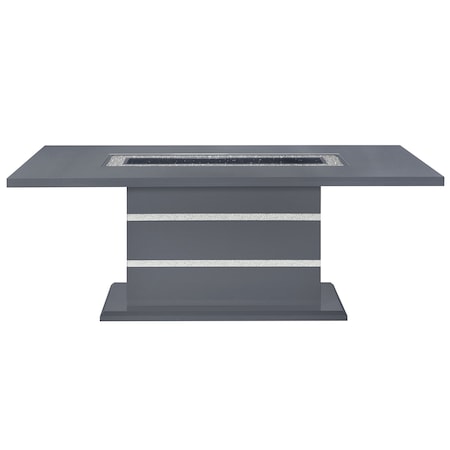 Homeroots 79" Dark Gray Faux Crystals Glass and Wood Pedestal Base Dining Table 564901