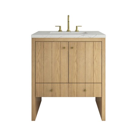 James Martin Vanities Hudson 30" Single Vanity, Light Natural Oak w/ 3 CM Ethereal Noctis Silestone Top 435-V30-LNO-3ENC