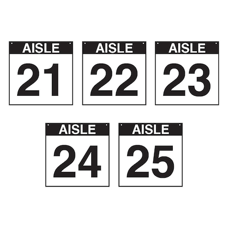 5S Supplies Warehouse Aisle 21-25 Sign - 8in x 8in - SINGLE - BRKT - PVC AISLE-21-25-8X8-SINGLE-BRKT