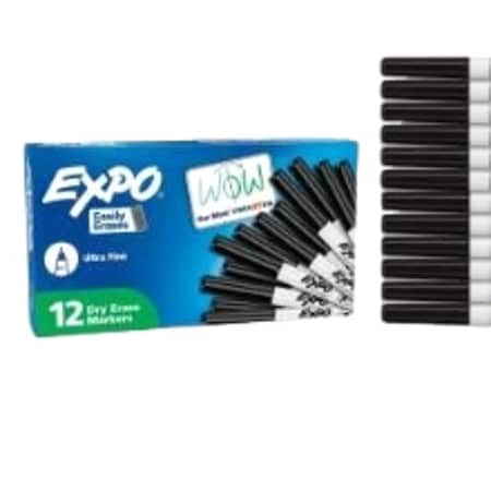 Expo Dry Erase Marker, Ultra Fine, Black, PK12 1871131A
