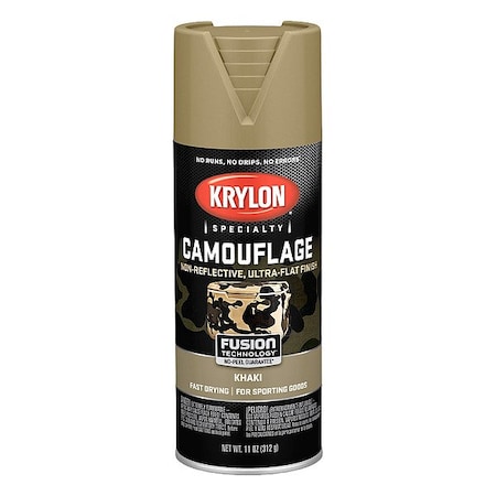 Krylon Spray Paint, Khaki, Ultra-Flat, Solvent, 11 oz K04291777
