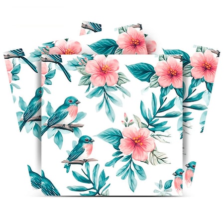 Homeroots 4" x 4" Green And Pink Vinyl Arabesque Peel And Stick Removable Tiles 571318