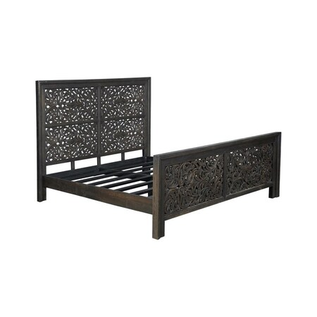 Homeroots Three Piece Black Solid Wood Bedroom Set 569577