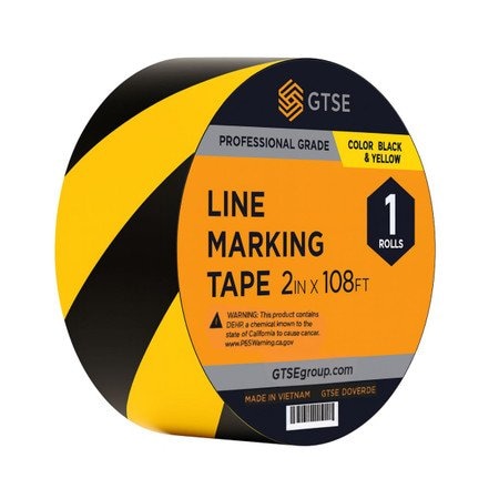 Gtse Black & Yellow Floor Line Marking Tape - 2in x 108ft (36 yards) LMT-500-B/Y