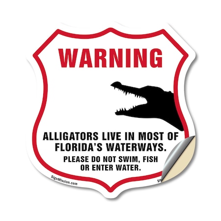 Signmission Alligator Warning Shield Sign Warning Al, 12 Inch X 12 Inch, Vinyl Decal SHI-D-12-359
