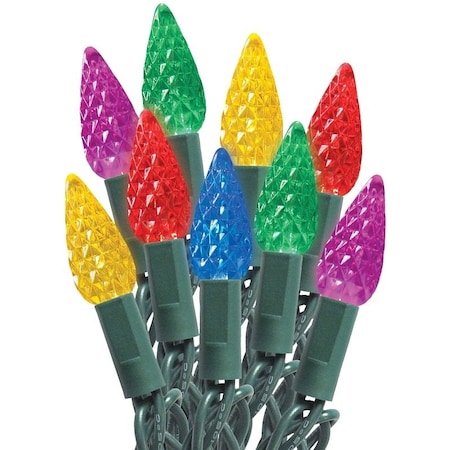 Santas Forest Light Cord, Spool, LED, C6, Multi, 100 Ct 29580