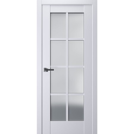 Sartodoors Interior Solid French Door Frosted Glass White 36x84 Solid Core Modern Interior VEREGIO7412ID-WS-3684