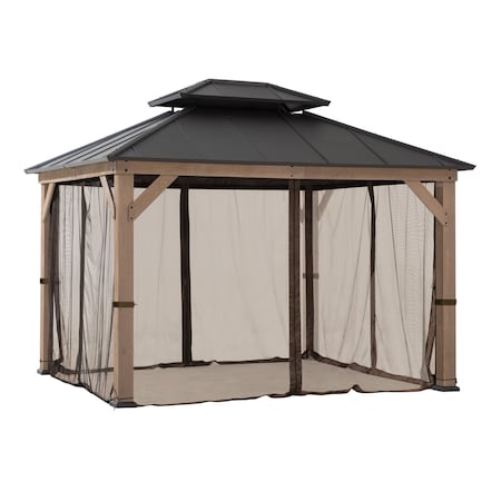 Sunjoy Gazebo Mosquito Netting Replacement for 10 ft. x 12 ft. Wood Frame Gazebo - Brown A111515201