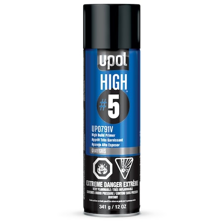 U-Pol UP0791 V HIGH #5 High-Build Primer, 450 mL, Gray, 21.5 sq-ft Coverage, 60 min Dry Curing UP0791V