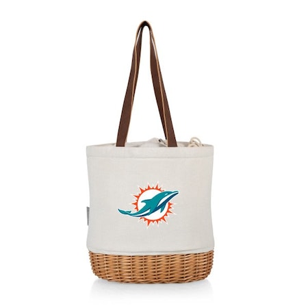 Picnic Time Family Of Brands Miami Dolphins - Pico Willow and Canvas Lunch Basket, (Natural Canvas) 200-00-187-174-2