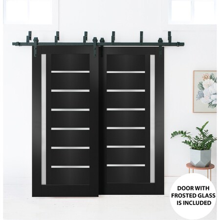 Sartodoors Sliding Closet Barn Bypass Doors Black Solid Core Modern Interior QUADRO4088BBB-BLK-36