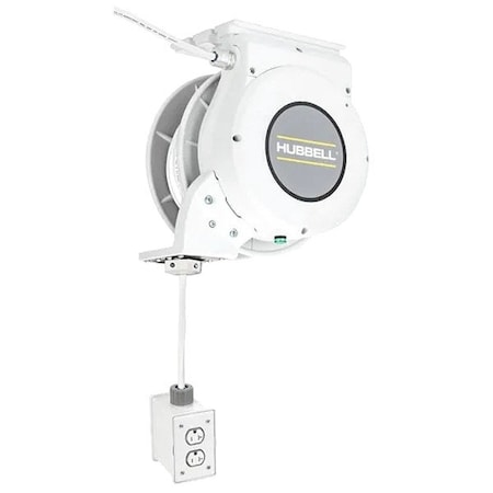 Hubbell Wiring Device-Kellems Cord Reel, 25 ft L, 250V AC, White HBLMWC25123R220M2