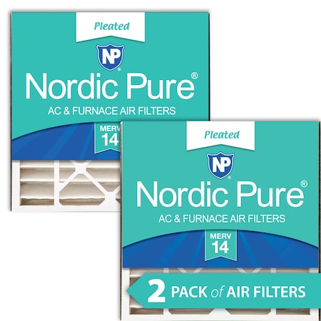 Nordic Pure 20x20x5 Pleated Air Filter, High Capacity, Electrostatically Charged Synthetic Media, MERV 14, 2 PK 20x20x5ABM14-2