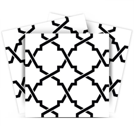Homeroots 12" X 12" Black and White Quatrefoil Peel and Stick Tiles 555898