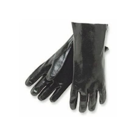 Mcr Safety Economy Dipped PVC Gloves, Large 14 in, Black, 12PK 127-6300