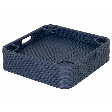 Sunjoy 24 in. x 24 in. Wicker floating pool tray, Navy F403000911