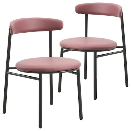 Leisuremod Lume Modern Dining Side Chair in Polyester with Black Steel Frame in Burgundy, 2PK LC20BUR2