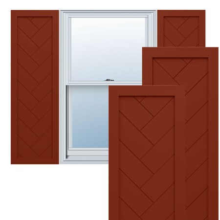 Ekena Millwork True Fit PVC Single Panel Herringbone Modern Style Fixed Mount Shutters, Pepper Red, 18W x 63H, PR TFP001HB18X063MR