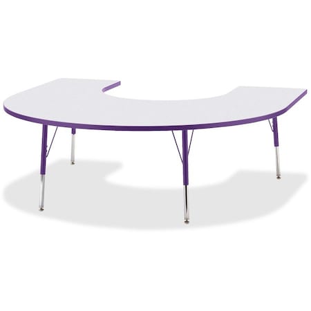 Jonti-Craft Berries Horseshoe Activity Table, 66 in. x 60 in., A-height, Freckled Gray/Purple/Gray 6445JCA004