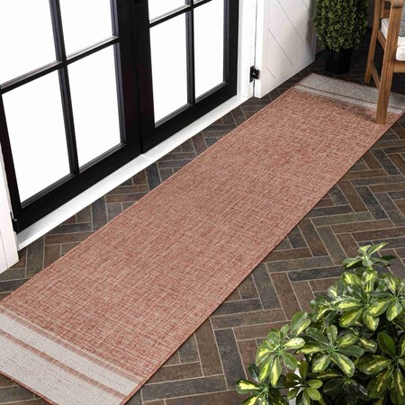 Jonathan Y Alda Modern Minimalist Mingled Solid Salmon/Cream 2 ft. x 8 ft. Indoor/Outdoor Runner Rug TSN213B-28