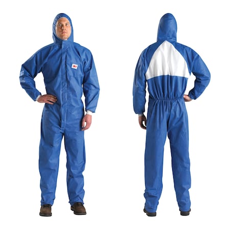 3M Hooded Disposable Coveralls, 2XL, Blue, SMMS 4530-BLK-XXL