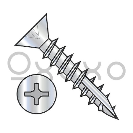 Oxoxo 6X3/4 Phil Flat .260-.279 OD no Nibs Deep Thread Wood Screw Type17 Full Thrd Nickel, 10000PK 591932
