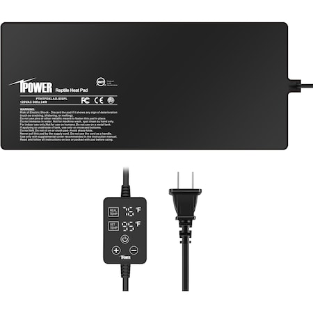 Ipower 8 by 18 Inch 24W Reptile Heating Pad with Adjustable Thermostat, Under Tank Warmer Terrarium PTHTPDXLADJDSPL