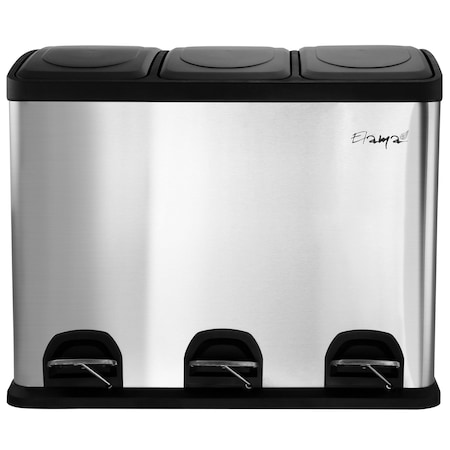 Elama 3 Section 15 Liter/4 Gallon Each Section Trash and Recycling Step Bin EL-LD710-45L