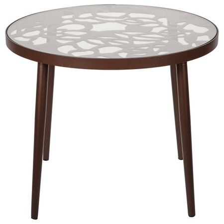 Leisuremod Round 23 in W, 19 in L, Glass/Aluminum, Brown DT20BR