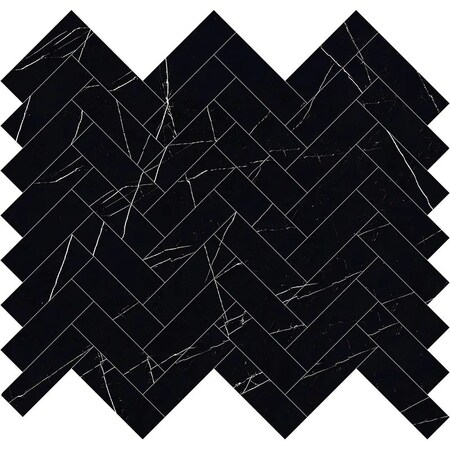 Apollo Tile 11.1in x 12.36in Polished Black Marquina Porcelain Wall and Floor Tile 4.76 sq ft/case, 5PK AR88MARQHERA