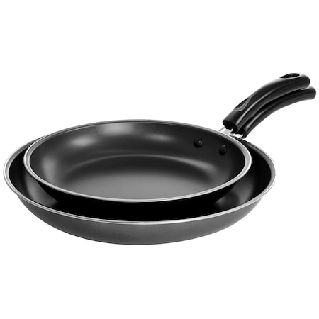 Gibson Everyday Highberry 2 Piece 12in and 10in Frying Pan Set in Metallic Grey 127787.02