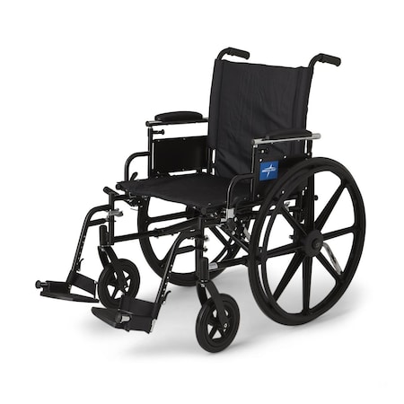 Medline K4 Extra-Wide Lightweight Wheelchair with Height-Adjustable Desk-Length Arms and Footrests MDS806560PLUS