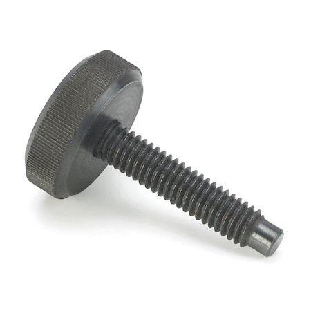 Carbon Steel Knurled Head Screw, Black Oxide, 10-32 X 2in Length, 5/16in Head ht., 3/4in Head