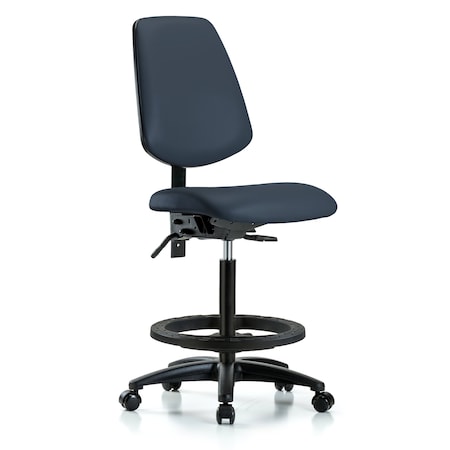 Blue Ridge Ergonomics Vinyl, Polyurethane Foam, Imperial Blue, 26" to 35" Seat Height, No Arms Arms, Rolling BR-VHBCH-MB-RG-T0-A0-BF-RC-8582