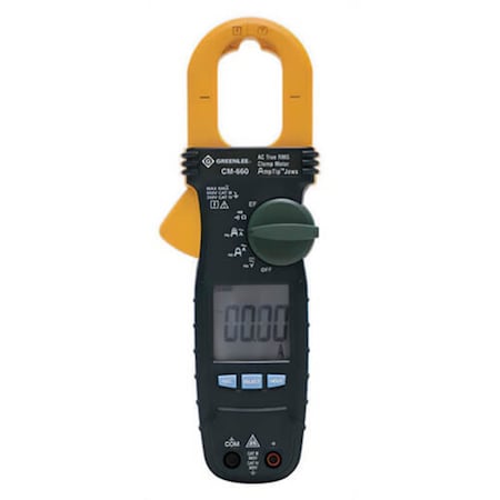 Greenlee AC True RMS Clamp Meter, 600 VAC/VDC, 60/600 A, 600 Ohm/6/60 kOhm, 50/60 Hz, 1.18 in Jaw CM-660